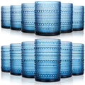 KMIGRUAN Hobnail Drinking Glasses with Straws 15oz Vintage Glassware Set of 6 Embossed Vintage Water Cups, Highball Glasses for Cocktail,Whiskey,Beer and Juic